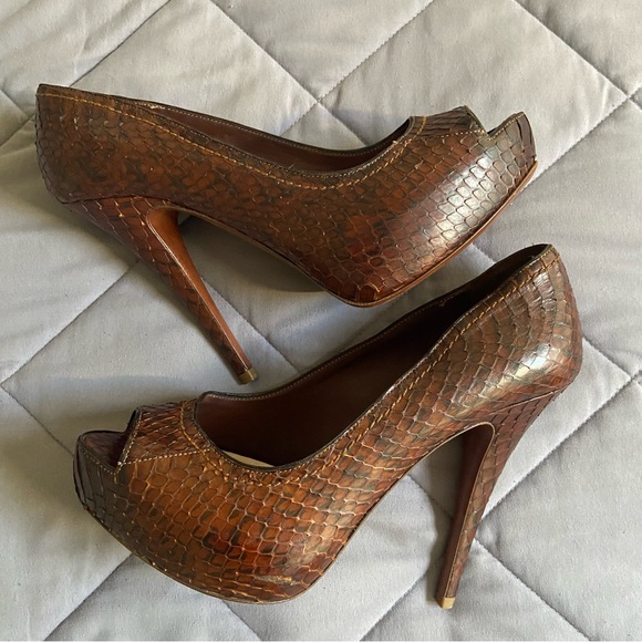 Miu Miu Python Peeptoe Platform Heels - Picture 11 of 14